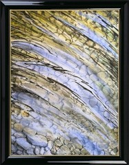Original Arts Painting Landscape COLORFUL STONES REFLEX WATER Seascape Signed A4