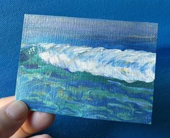 ACEO original acrylic painting San Diego Seascape Cardiff #3 by Gale 2.5×3.5″
