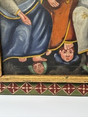 Antique Religious Icon Painting Sculpture Frame Folk Iconic Large 19th Century