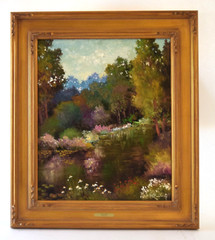 Framed Signed Fine Oil Painting Hans Ressdorf 1918-2011 „Still Water“ Flowers