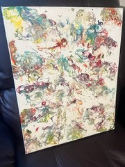 Acrylic Swirl White &Primary Oil Painting On Canvas 16 X 20