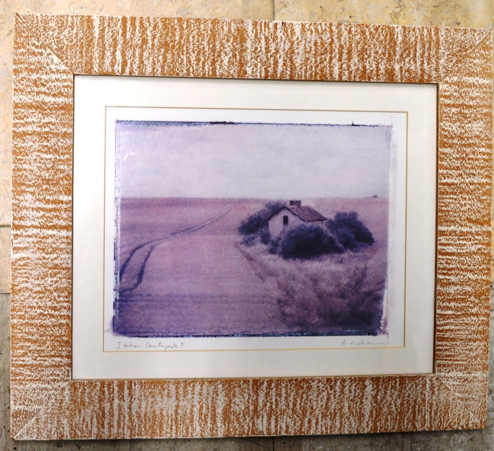 ITALY COUNTRYSIDE WATERCOLOR 16X13 INCH HAND PAINTED FRAMED MAT ART GIFT 633FM