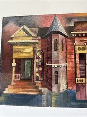 Mid Century Painting Architecture American Regionalism Historic Modernism House