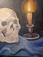 Original Impressionist 8×10 Skull Acrylic Canvas Signed Warm Earth Wall Art