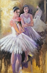 YARY DLUHOS Ballet Dancer Music Dance Figure Woman Girl Original Oil Painting
