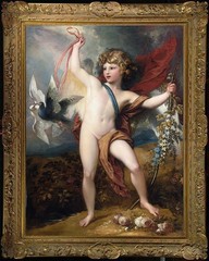 Hand Painted Oil Painting Cupid with Dove Classical Mythology Portrait Wall Art