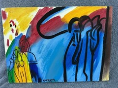 Wassily Kandinsky painting oil on canvas signed stamped vintage