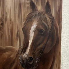 Realism Horse Canvas Painting Wall Art, Unframed Single Piece Animal Theme.