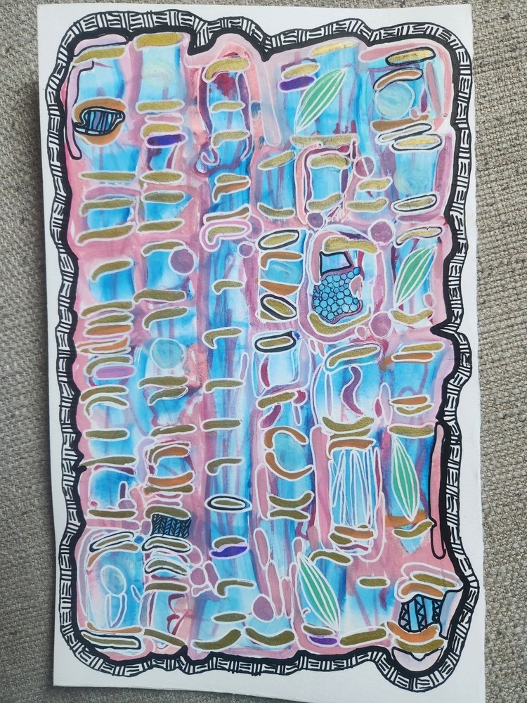 „Untitled“- Original Abstract Watercolor Painting With Acrylic And Ink Details