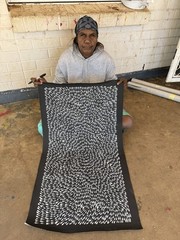 Roseanne Morton Petyar, Authentic Aboriginal Art.Size,100cm x 50cm Medicine Leaf