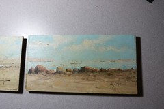 Vintage – 2(two) OIL ON WOOD Paintings – Signed & Stamped On The Back – Boats