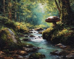 Leonid Afremov FOREST STREAM Oil Painting 40″x32″ by Official Studio GICLEE