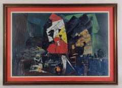 XAVIER GONZALEZ 1898-1993 Hong Kong SPAIN NEW YORK MODERNIST ABSTRACT Lithograph