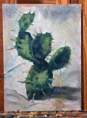 Florida Wilderness Trail Cactus, 11 x 8 Oil Painting on Gessoed Hardboard