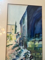 A Deimel „City Street And Landscape Scene“ Watercolor Painting – Signed /Framed