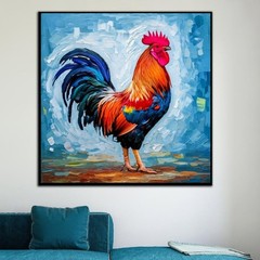ORIGINAL Oil PAINTING on Canvas Rooster Textured Art 12×12 in Custom Order