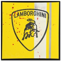 SHANE BOWDEN SIGNED ORIGINAL ACRYLIC SCREENPRINT CANVAS LAMBORGHINI
