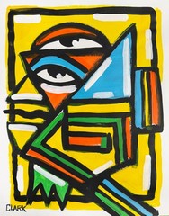 Unique Cubism Rooster Painting – 14×11″ Acrylics on Mixed Media Paper