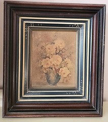 Antique Floral Still Life Oil Painting Roses in Vase Signed A. D’Canna, Original