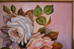 VTG 1980’S SMALL FRAMED ORIGINAL OIL ROSE FLOWERS BOUQUET CUBAN ARTIST ZOE CUTIE