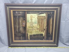 Original Oil Painting Colorado Barn Vintage Framed 24×18 Lois Schlegel 60s