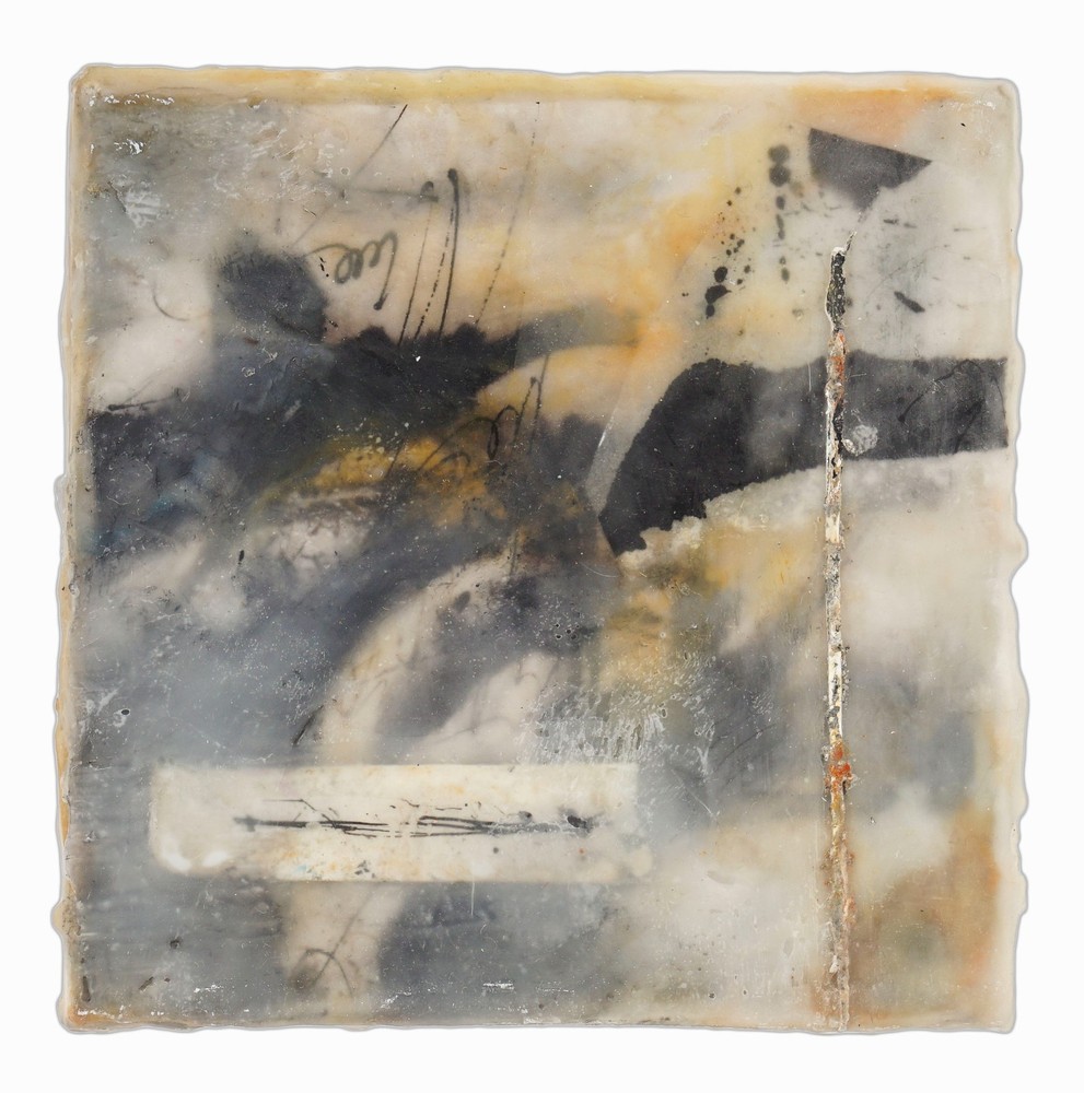 Kathy Blankley Roman Encaustic Painting Mixed Media Ceramic Tile Abstract Art
