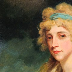 Great 19th century John Hoppner oil portrait of Agnes Coussmaker 37 1/4 x 33 1/2