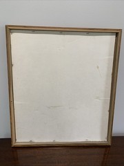 Vtg Fluffy Gray/White Cat Artwork Framed No Glass 17”x15” UNIQUE