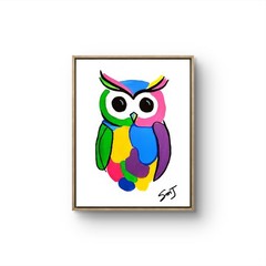 JULIEN Original 11X14 POP OWLColorful Modern Art Acrylic Painting on Canvas
