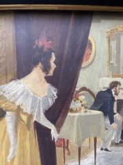 Antique Oil Painting Pretty Woman Female Model American ILLUSTRATION ART DECO