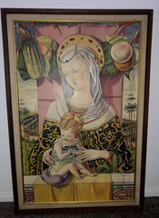 VINTAGE COPY OF CARLO CRIVELLI OIL (ON BOARD) PAINTING OF MADONNA AND CHILD 29”