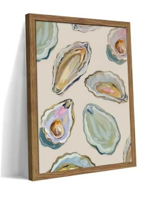 Oyster Shell Canvas Wall Art, Colorful Abstract Wall 10″L x 8″W Oysters Framed