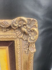 Vintage Mid Century V. Leroy Enamel On Copper Painting Framed Miniture Art 1960s