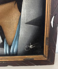 Vintage Elvis Presley Oil Painting on Canvas Signed Ortiz? Framed 20×24 Mexico