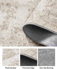 Beige Washable 8×10 Area Rug – Non-Slip Soft Thin Abstract for Any Room