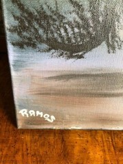 ORIGINAL PAINTING „MY YELLOW MOON“ OIL ON CANVAS BY ELIU RAMOS-SIGNED
