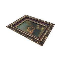 Vintage Baroque Style Framed Art Print Women with Grapes Ornate Gold Relief Fram