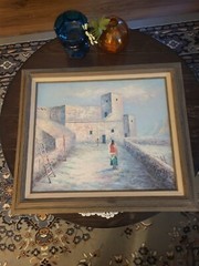 Vintage Oil Painting Pueblo Indian Native American Original Signed Framed 30×26″