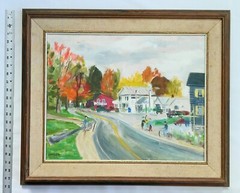 VINTAGE EGREMONT~BERKSHIRES ~MASSACHUSETTS CITYSCAPE PAINTING~SIGNED-LOOK !