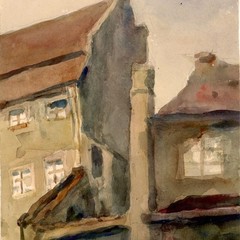 Georg Schmidt Nuremberg Old Town City View Realism Signed Watercolor Circa 1900