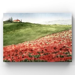 Original brand new watercolor ”Poppyfield” $70 Home decor art gift