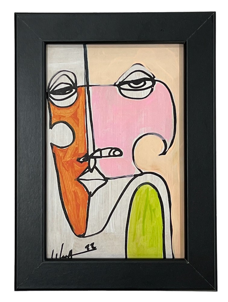 PAINTING OIL AND ACRYLIC ON FIBERBOARD 4”X6”(FRAME INCLUDED) CUBAN ART by LISA.