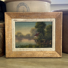 VTG Original Dutch Landscape Oil Painting Signed Morel Lakeside Cottage
