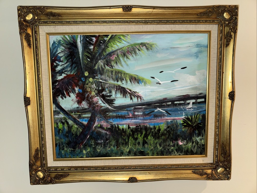 🔥TRACY NEWTON (INDIAN RIVER DR South Beach Bridge)Highwaymen 21×25 Framed