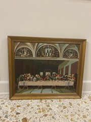 Vintage Paint by Number Jesus Last Supper Framed No Glass 22.5 X 18