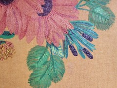 Floral Painting Textured Art On Canvas Framed Signed Orange Retro Boho Impasto