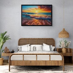 Beach Sunset Print, Ocean Landscapes Canvas Wall Art, Tropical Sunrise Beach Art