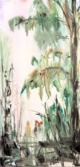 Maria Art PINE TREE 10×20 Canvas Original Abstract Expression Nature Wall Decor