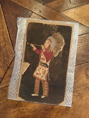 Vintage Chief Snow Cloud Native American Painting Portrait Folk outsider c 1920s