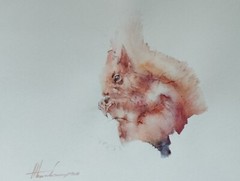 Squirrel, Animal, Watercolor artwork, Handmade, Original painting on paper